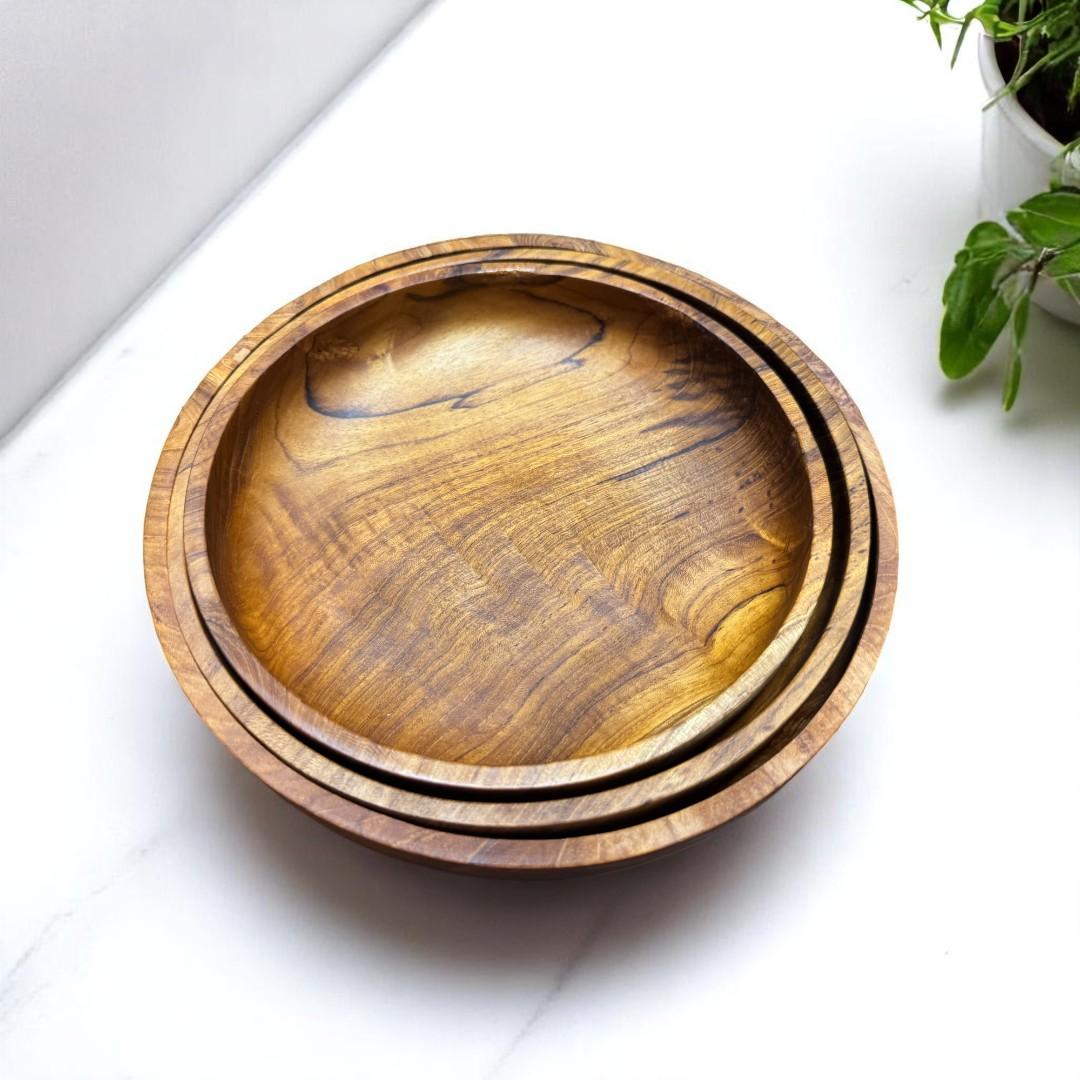 世界三大銘木 チーク無垢材 Lサイズ サラダボウル キャンプ アウトドア BBQ 大皿  スープ皿 | 12枚目