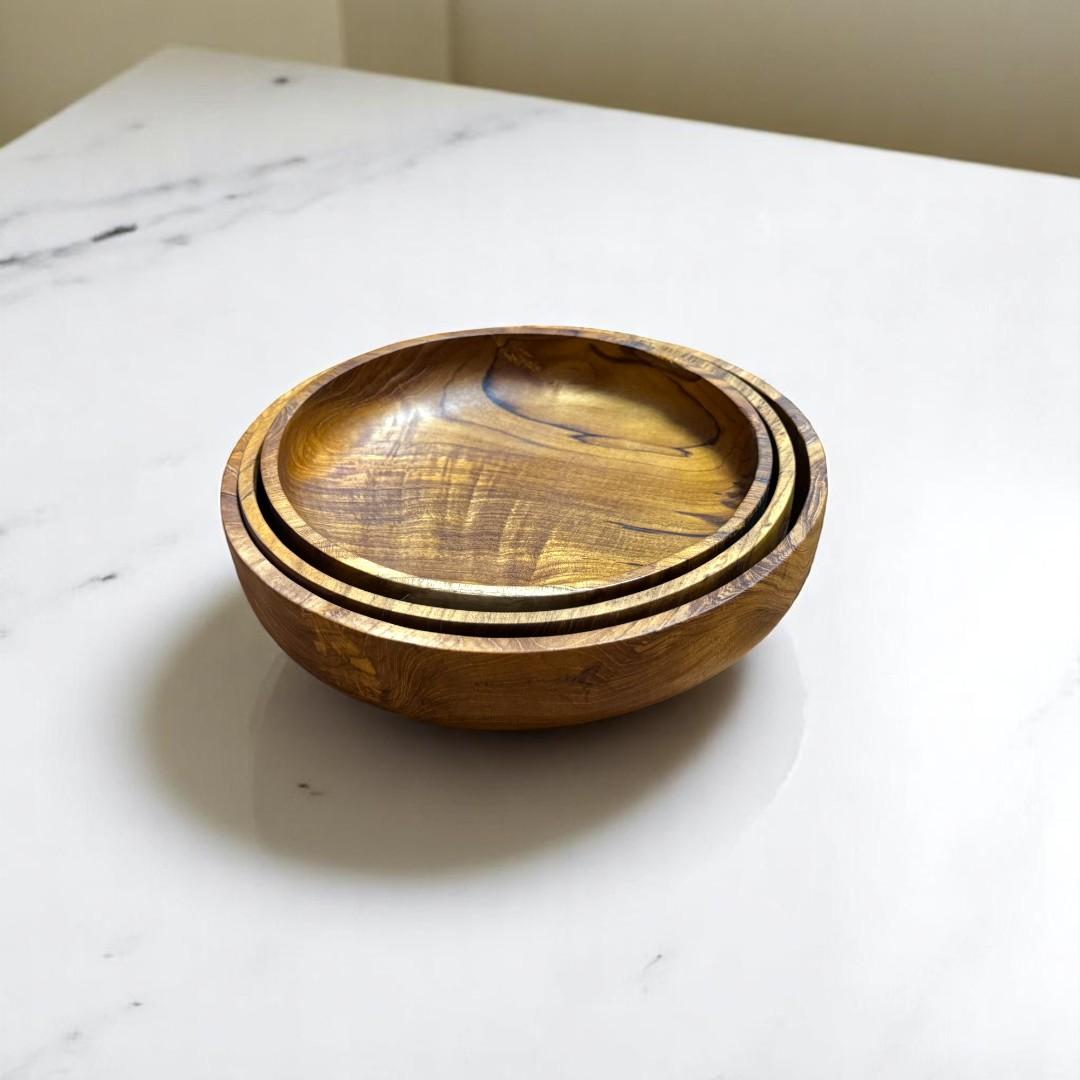 世界三大銘木 チーク無垢材 Lサイズ サラダボウル キャンプ アウトドア BBQ 大皿  スープ皿 | 14枚目