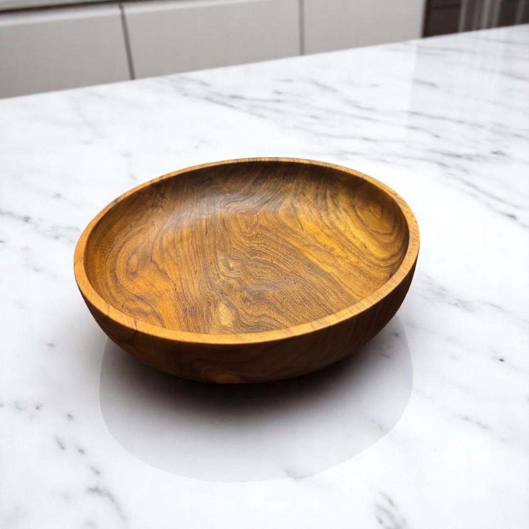 世界三大銘木 チーク無垢材 Lサイズ サラダボウル キャンプ アウトドア BBQ 大皿  スープ皿 | 3枚目