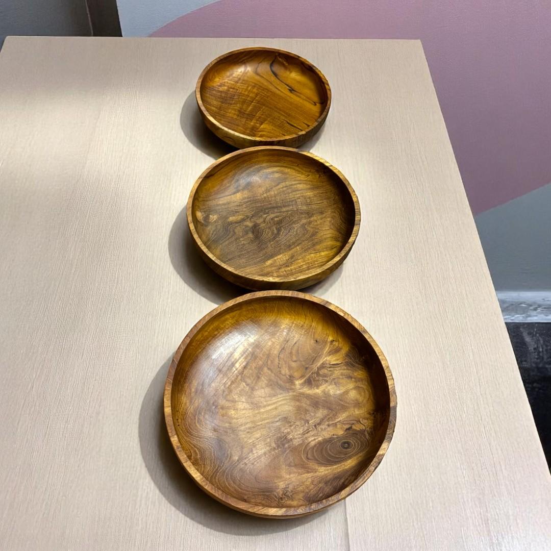 世界三大銘木 チーク無垢材 Lサイズ サラダボウル キャンプ アウトドア BBQ 大皿  スープ皿 | 10枚目