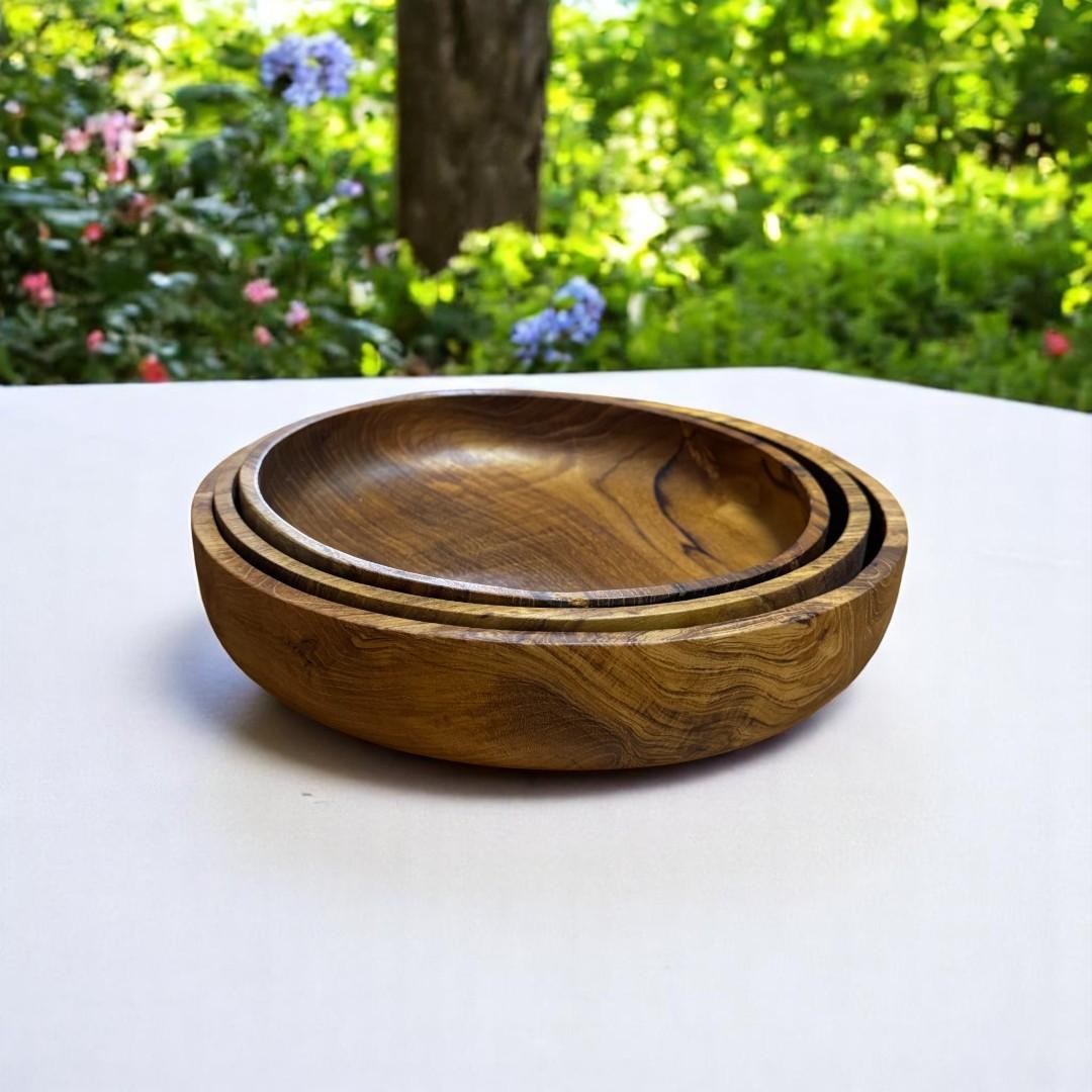 世界三大銘木 チーク無垢材 Mサイズ サラダボウル キャンプ アウトドア BBQ 大皿  スープ皿 | 15枚目