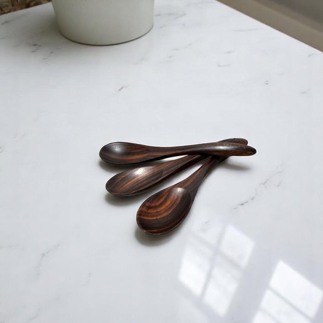 高級木 黒檀スプーン 木製スプーン カトラリー キャンプ アウトドア BBQ ヨーグルト シリアル1枚目の画像